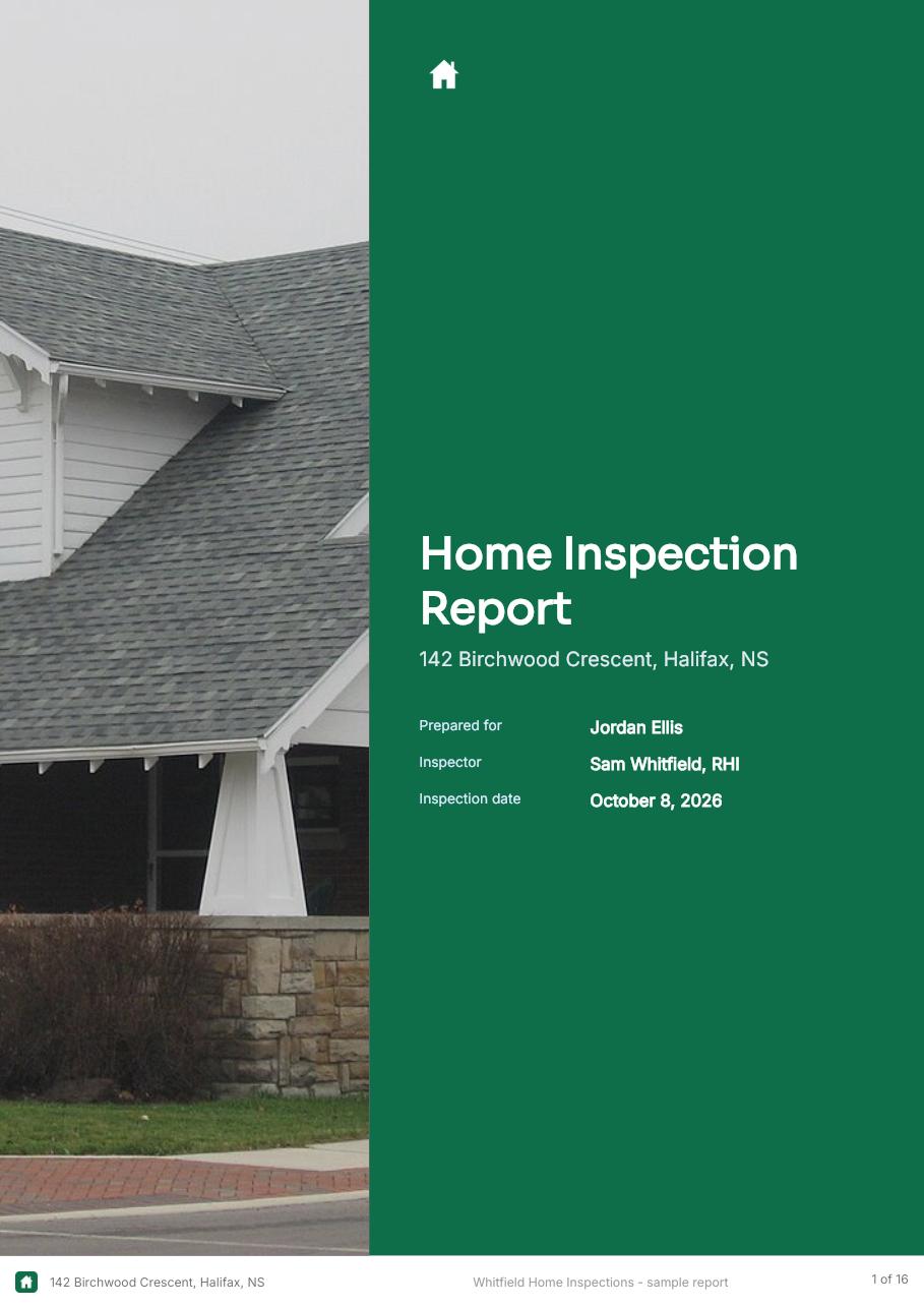 Cover page of the AfterInspect sample report.